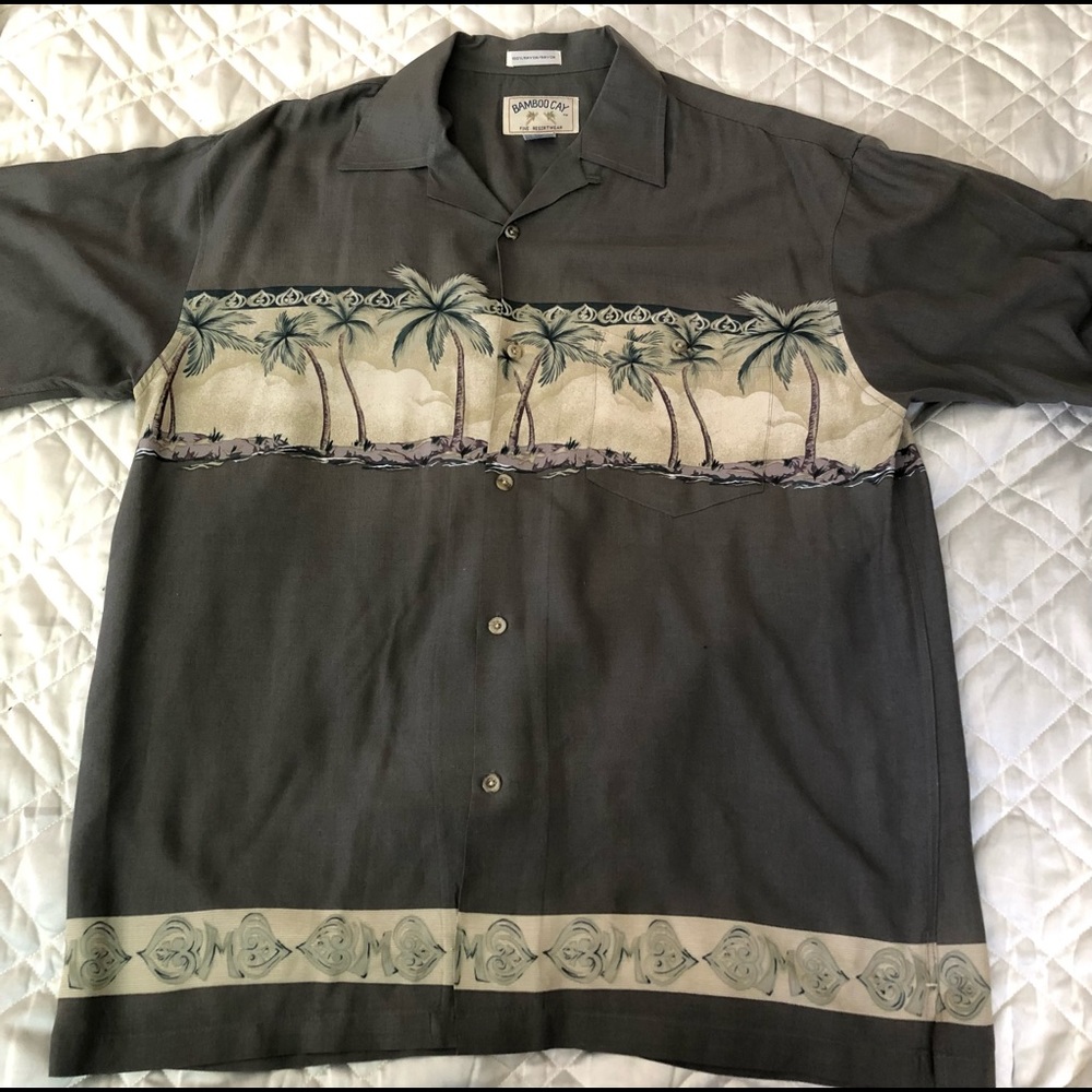 Bamboo Cay Hawaiian Shirt Rayon Men's sz L (Oversized) Palm Trees Vintage NEW